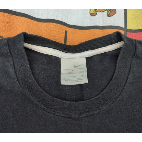 Vintage Y2K Nike Swoosh t shirt essential silver tag large black faded - Picture 2 of 4